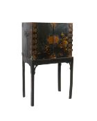A Japanese gold and silver decorated black lacquer cabinet, late 17th century, the pair of copper