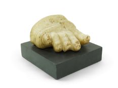 A Roman marble foot fragment, probably 2nd century AD, 12cm, on a later plinth