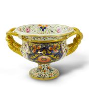 A large Bloor Derby Imari twin handled campana shaped urn, early 19th century, Bloor Derby factory