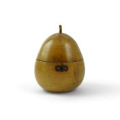 A Continental pear shaped fruitwood tea caddy, c.1800,, foil lined, 16cm high