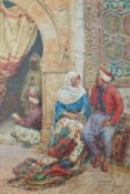 Giulio Rosati (Italian, 1858-1917)Orientalist study, figures before an archway,signed lower right,