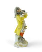 A Meissen monkey band figure of piccolo player modelled after J. J. Kaendler, 20th century, on