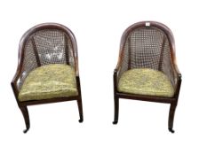 A Regency mahogany caned bergere armchair, (damaged cane) together with a Regency simulated rosewood