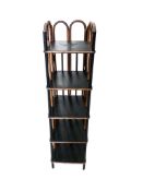 A late Victorian bamboo ebonised four tier shoe rack, width 24cm, depth 28cm, height 96cm