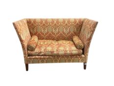 An early 20th century high back two seater settee, width 154cm, depth 72cm, height 103cm