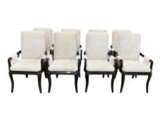 A set of eight J Robert Scott lacquered hardwood 'Villa' cabriole leg elbow chairs, width 60cm,