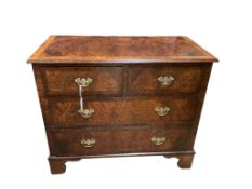 A small George III style banded walnut chest of drawers, width 90cm, depth 47cm, height 76cm