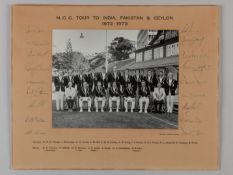 1972-73 M.C.C. Cricket Tour to India, Pakistan and Ceylon signed team photograph
