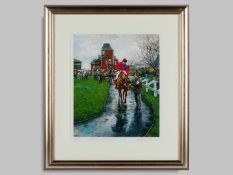 Two horse racing prints by Jay Kirkman.