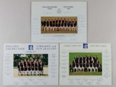 Three M.C.C. Cricket Tour signed team photographs