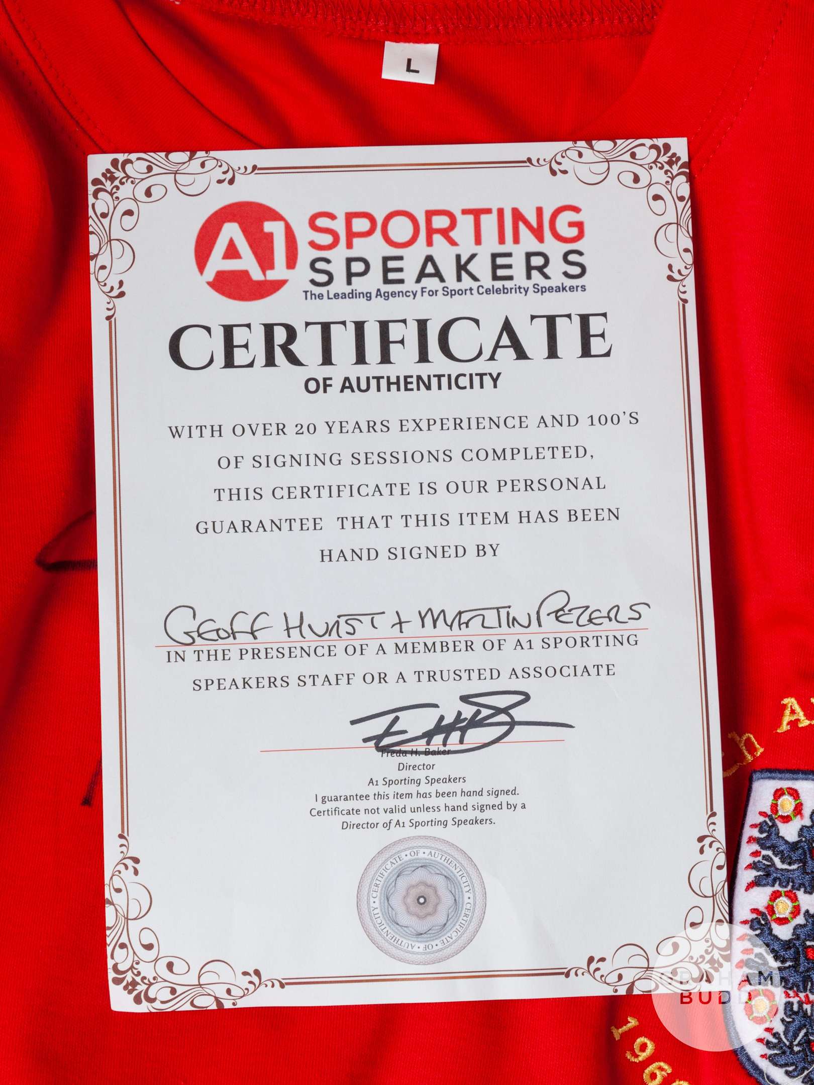 Red replica England 50th Anniversary autographed shirt. - Image 4 of 4