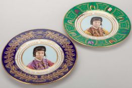 Two Royal Worcester limited edition porcelain plates commemorating the jockey Lester Piggott.