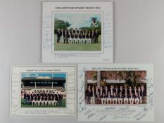 Three M.C.C. Cricket Tour signed team photographs
