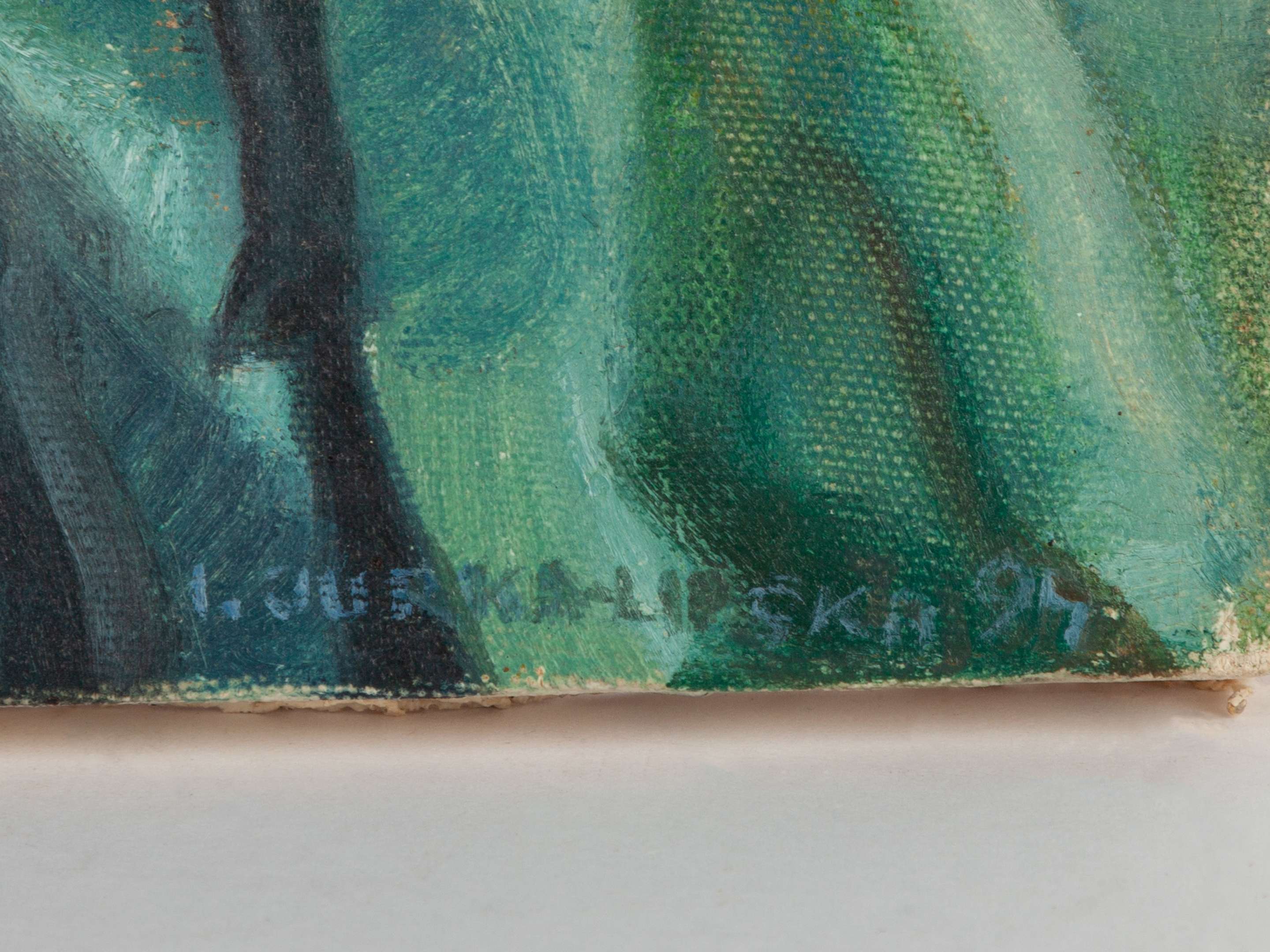 Oil painting portrait of the Jockey Lester Piggott by Ivana Jurna-Lipska. - Image 2 of 3