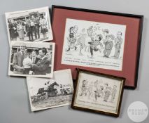 Bernard Parkin caricature portraying the day Fred Winter became the first National Hunt trainer.