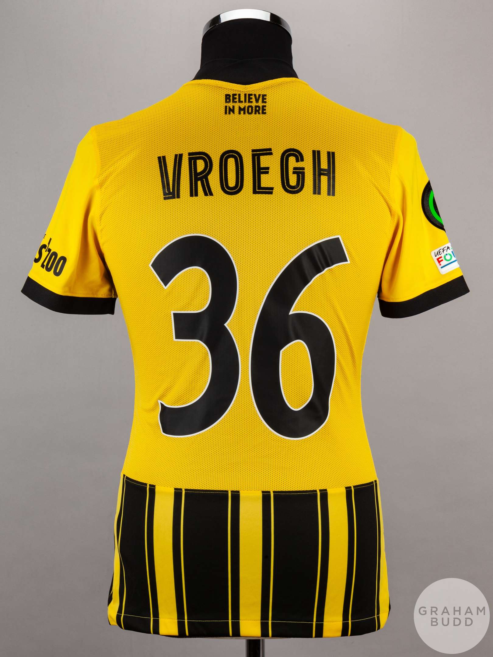 Patrick Vroegh yellow and black No.36 Vitesse Arnhem short-sleeved shirt, 2021-22 - Image 2 of 5
