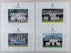 Four England Tour signed team photographs