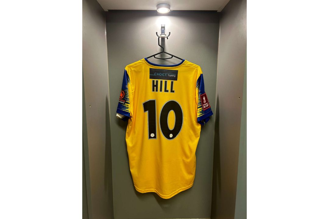 Paul Kalambayi yellow and blue No.30 Dagenham & Redbridge F.A.Cup 3rd round match worn shirt - Image 6 of 6