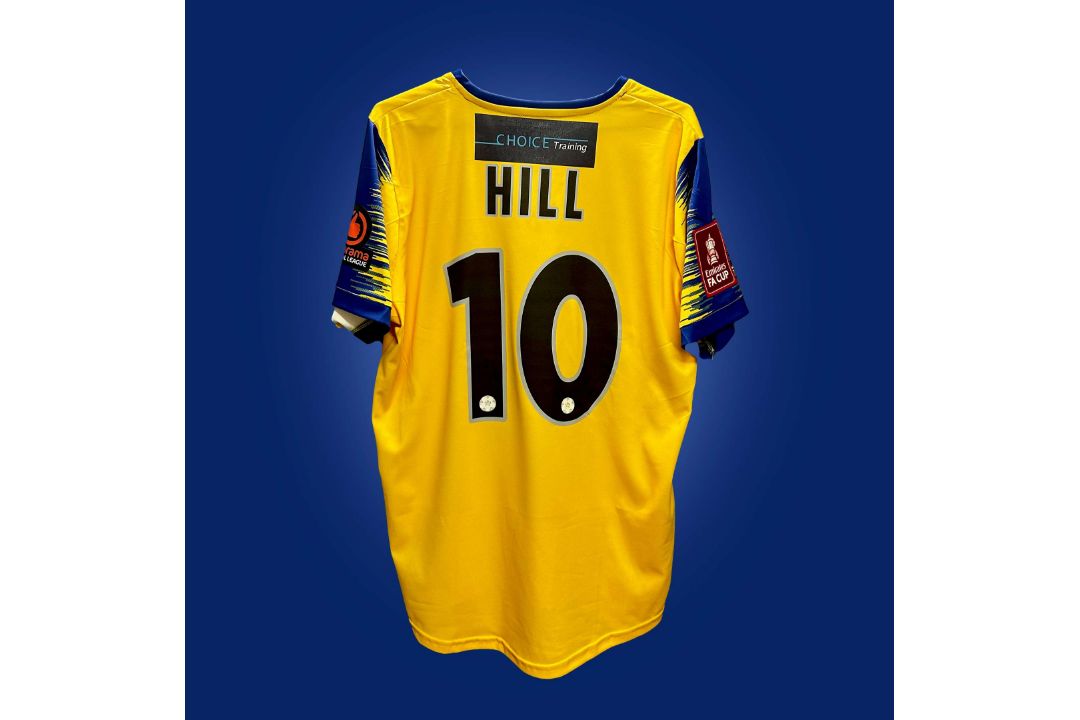 Paul Kalambayi yellow and blue No.30 Dagenham & Redbridge F.A.Cup 3rd round match worn shirt - Image 2 of 6