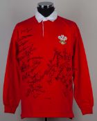 A red and white Wales rugby autographed shirt&nbsp;