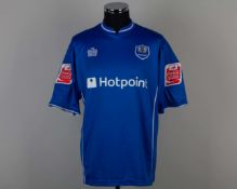 Dean Holden blue and white No.2 Peterborough United short-sleeved shirt, 2005-06