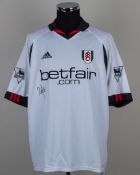 Zat Knight white and black No.16 Fulham short-sleeved shirt, 2002-03