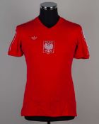 Red and white No.11 Poland short-sleeved shirt, 1974