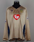 Paul Merson gold and blue No.10 Portsmouth long-sleeved shirt, 2002-03