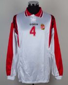 White and red No.4 Hungary long-sleeved shirt&nbsp;