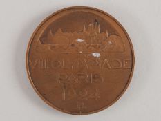 1924 Paris Olympic Games bronze participation medal, designed by Raoul Bernard.