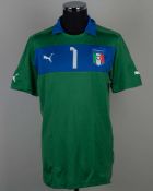 Gigi Buffon green and blue No.1 Italy goalkeepers shirt, 2013