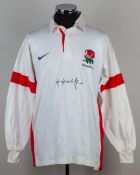 An England Under 21 rugby shirt autographed