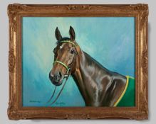 Roy Miller (British, born 1938) oil painting of the racehorse Madam Gay