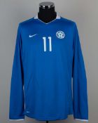 Blue and white Estonia No.11 long-sleeved shirt, 2008-09