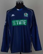 Matt Jansen blue No.10 Blackburn Rovers long-sleeved shirt, 2000-2002