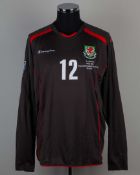 Boaz Myhill black and red No.12 Wales v. Germany long-sleeved shirt, 2009