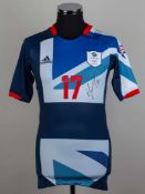 Marvin Sordell blue, white and red No.17 Team GB short-sleeved football shirt, 2012.