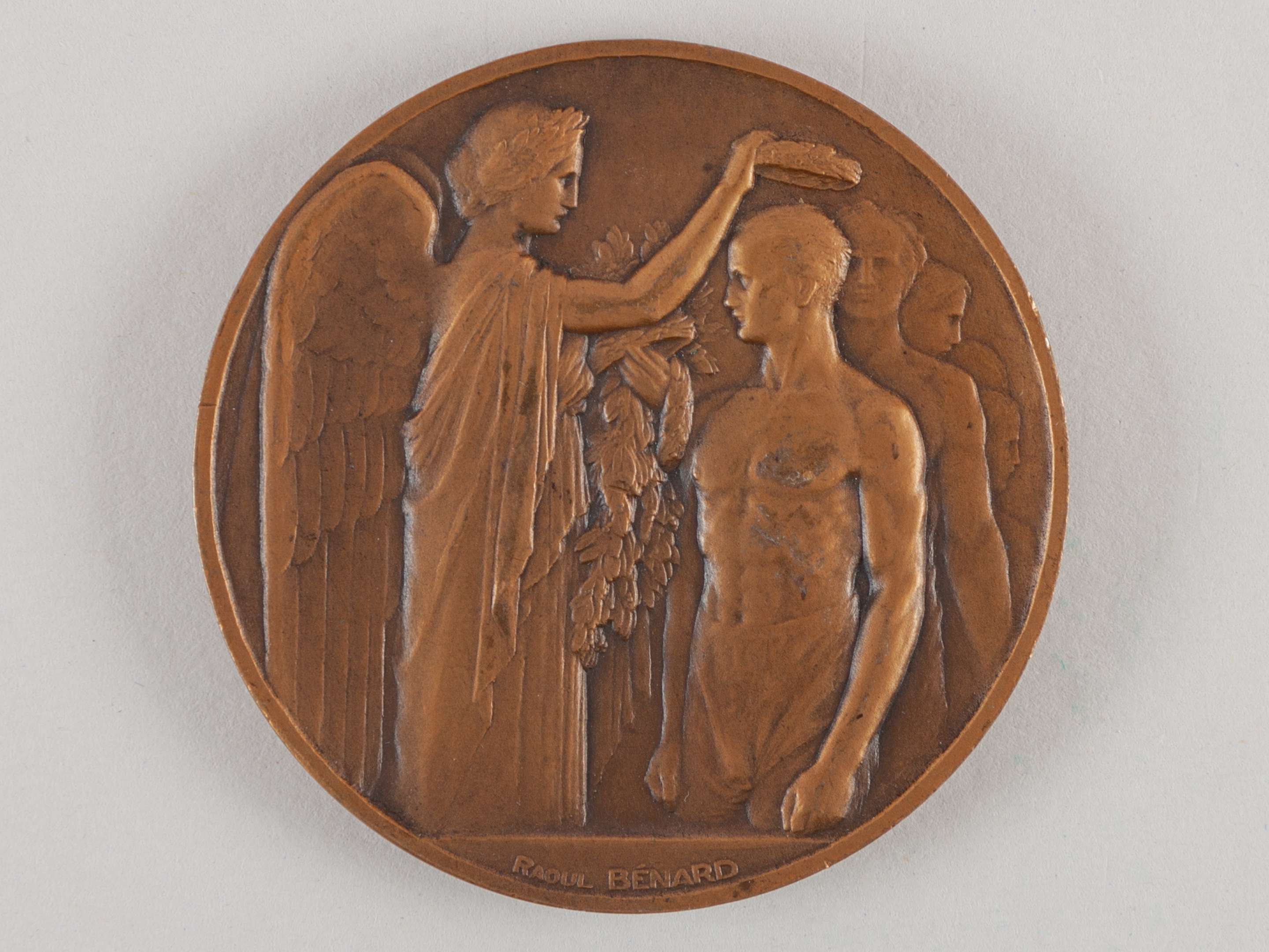 1924 Paris Olympic Games bronze participation medal, designed by Raoul Bernard. - Image 2 of 2