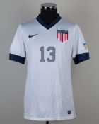 Jermaine Jones white and blue No.13 USA short-sleeved shirt
