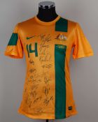 Yellow and green No.14 Australia EAFF East Asia 2013 short-sleeved shirt