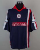 Graham Fenton blue, white and red No.31 Stoke City short-sleeved shirt, 2000