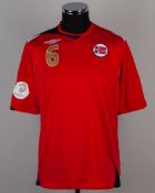 John Arne Riise red and blue No.6 Norway short-sleeved shirt, 2007-08