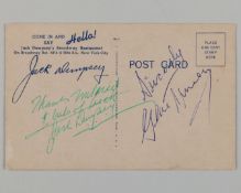 Jack Dempsey signed postcard front image shows Jack's “The Meeting Place of the World”