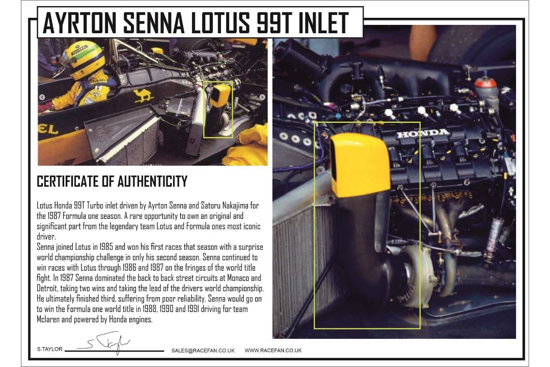 Ayrton Senna 1987 Team Lotus Turbo Intake Display - Image 4 of 4