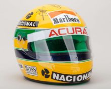 Ayrton Senna 1990 McLaren Signed World Championship Rehos Replica Helmet