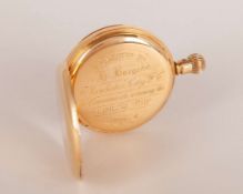 Herbert Burgess 18ct gold cased presentation hunter pocket watch by Russells Ltd