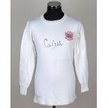 Colin Bell white No.8 Football League match worn long-sleeved shirt, 1968