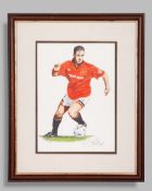 Eric Cantona: Neil Holt portrait of Eric Cantona in Manchester United kit