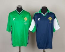 Sammy McIlroy two Northern Ireland match issued shirts