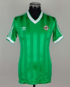 Sammy McIlroy green No.11 Northern Ireland short-sleeved shirt, 1984-85